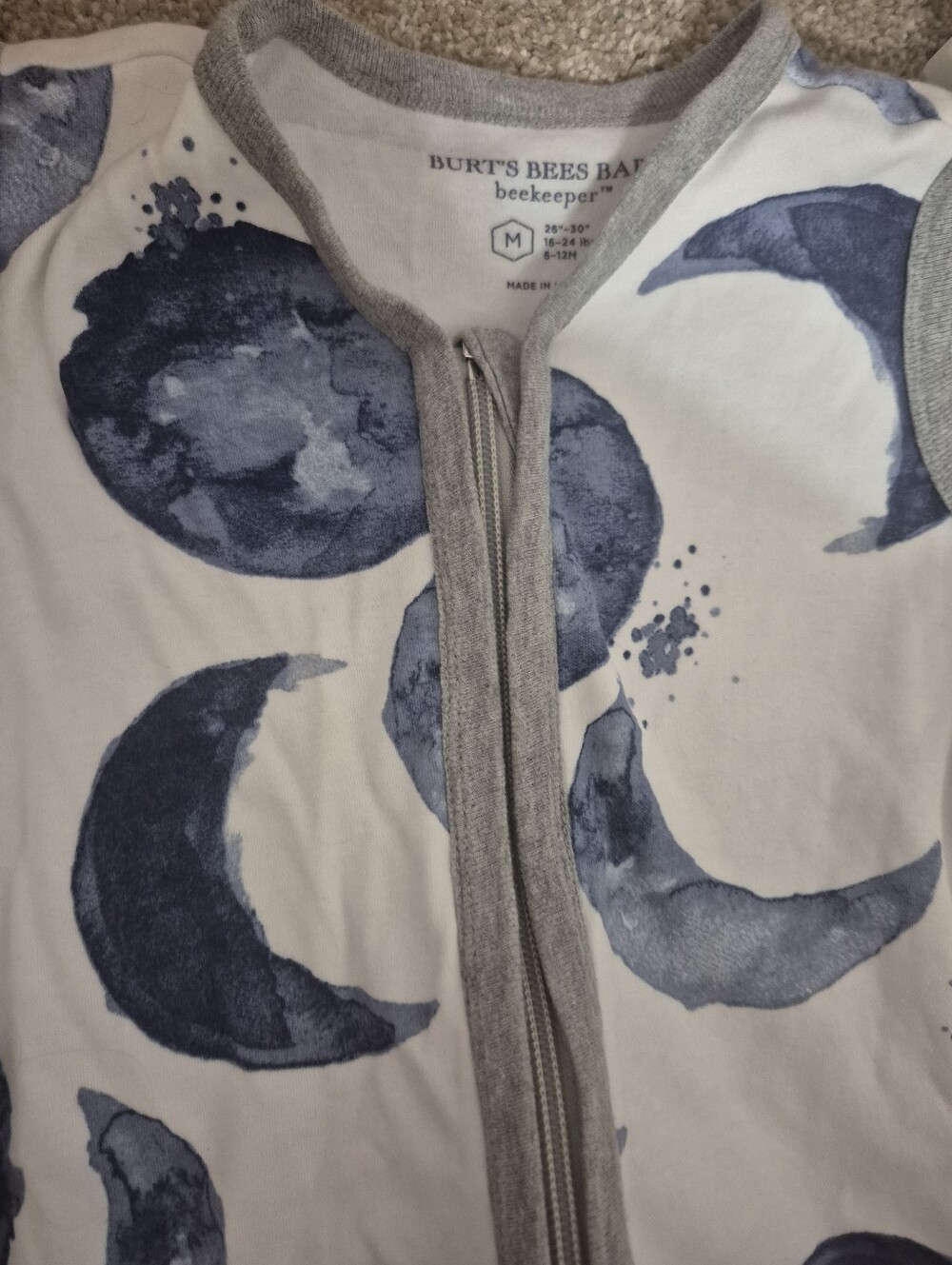 Burt's Bees Baby Moonprint Zip-Up Sleep Sack in Blue and Gray